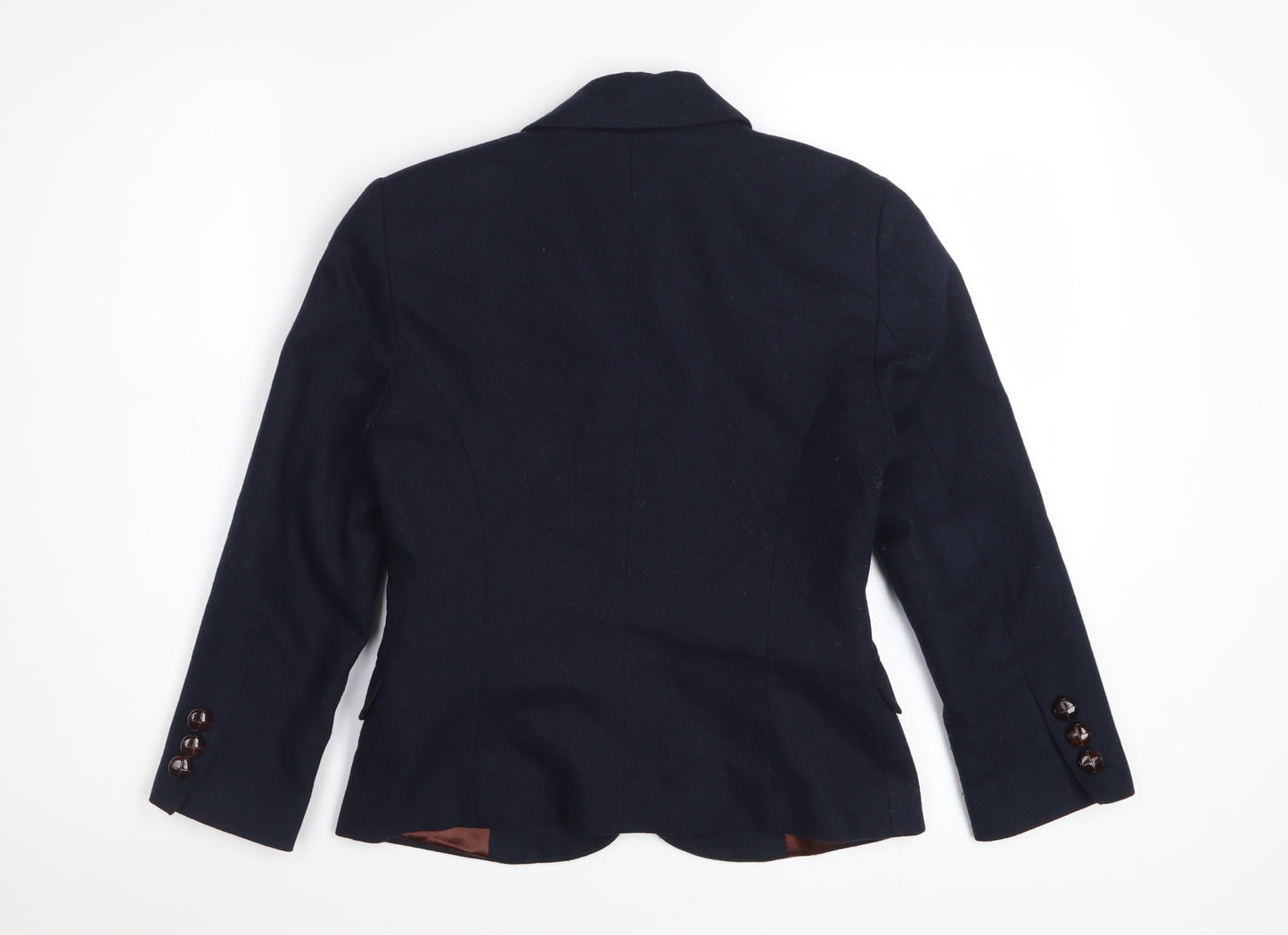 Topshop Women’s Navy Blue Wool Blend Tailored Blazer UK 8