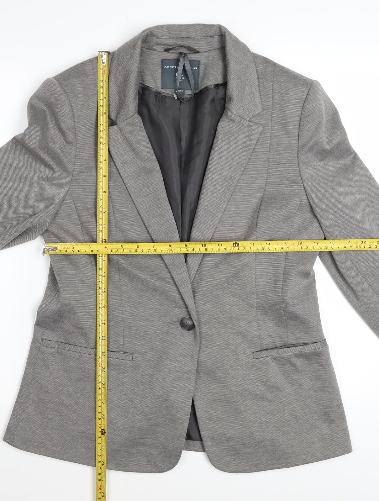 Dorothy Perkins Women’s Grey Size 14 Classic Single-Breasted Blazer