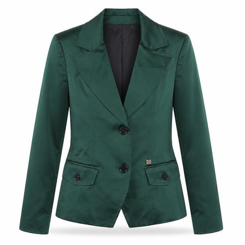 XTSY Women Green Single-Breasted Satin Blazer Size 14 Made in Italy