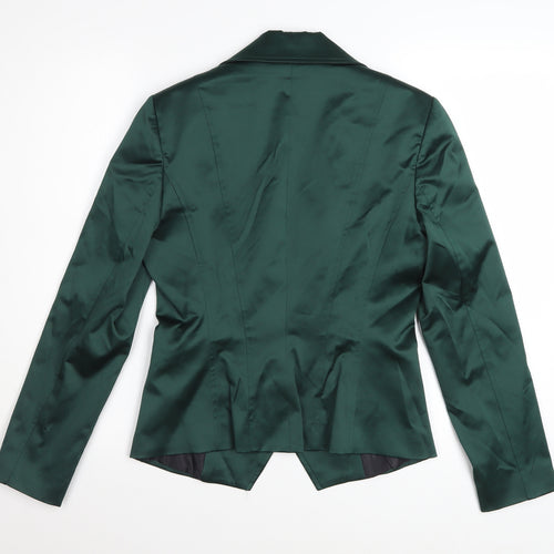 XTSY Women Green Single-Breasted Satin Blazer Size 14 Made in Italy