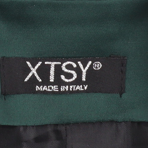 XTSY Women Green Single-Breasted Satin Blazer Size 14 Made in Italy