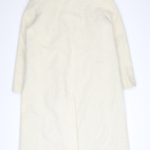Next Women's Ivory Long Overcoat Size 14 Polyester Classic Style