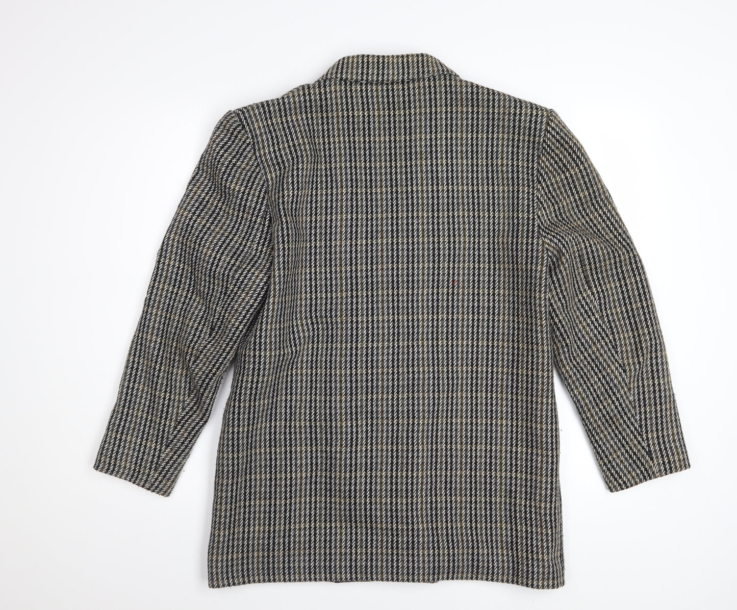 Dorothy Perkins Women Grey Houndstooth Wool Blend Double-Breasted Blazer UK 12