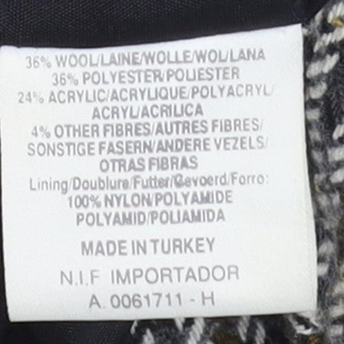 Dorothy Perkins Women Grey Houndstooth Wool Blend Double-Breasted Blazer UK 12