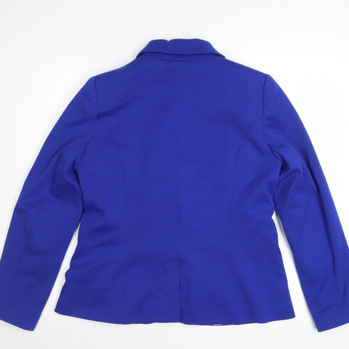 M&Co Womens Blue Size 12 Tailored One Button Blazer Jacket