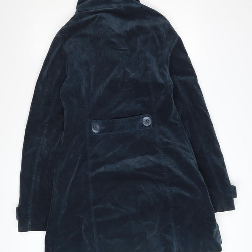 White Stuff Women's Blue Cotton Velvet Mid-Length Coat Size 8