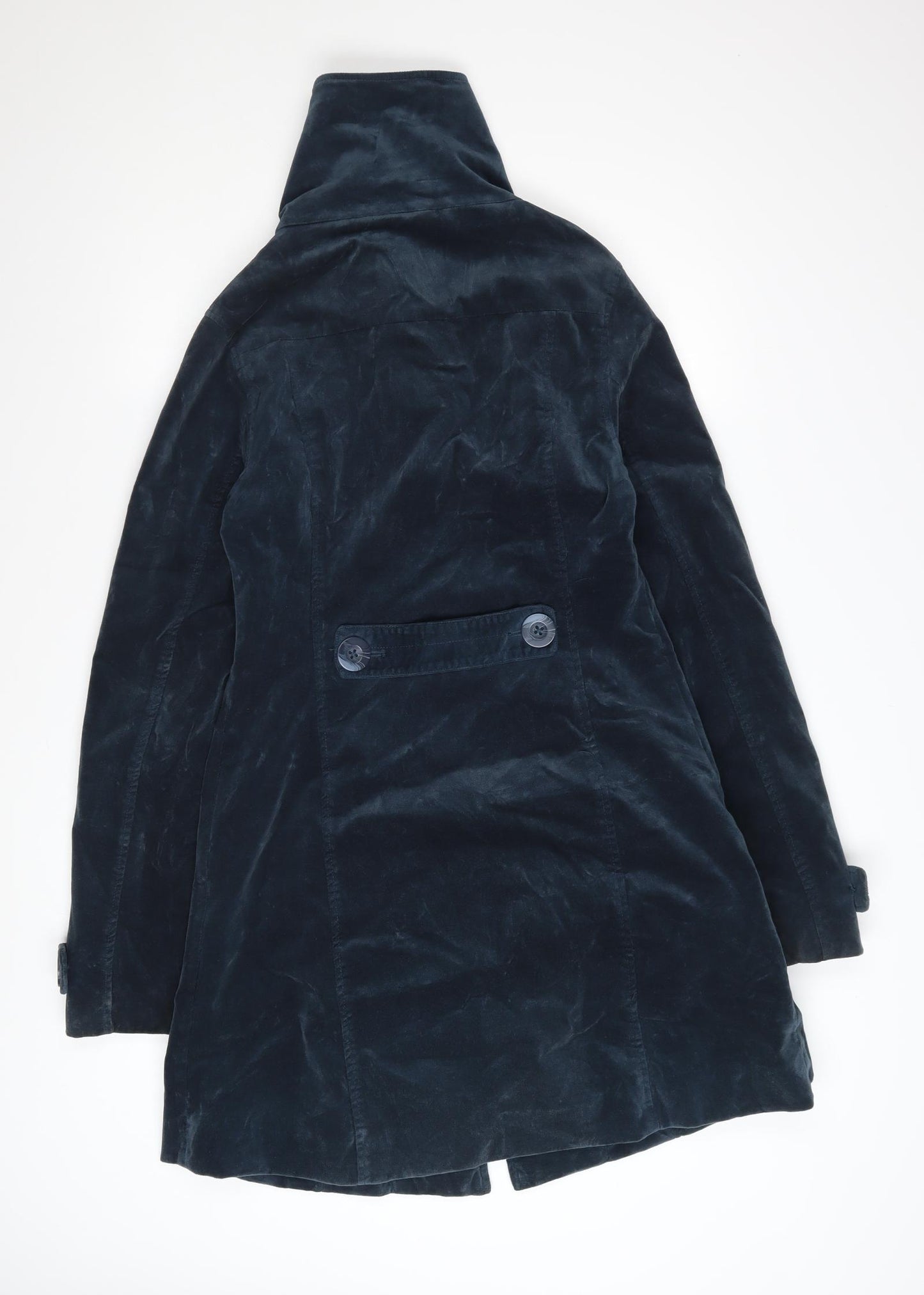 White Stuff Women's Blue Cotton Velvet Mid-Length Coat Size 8