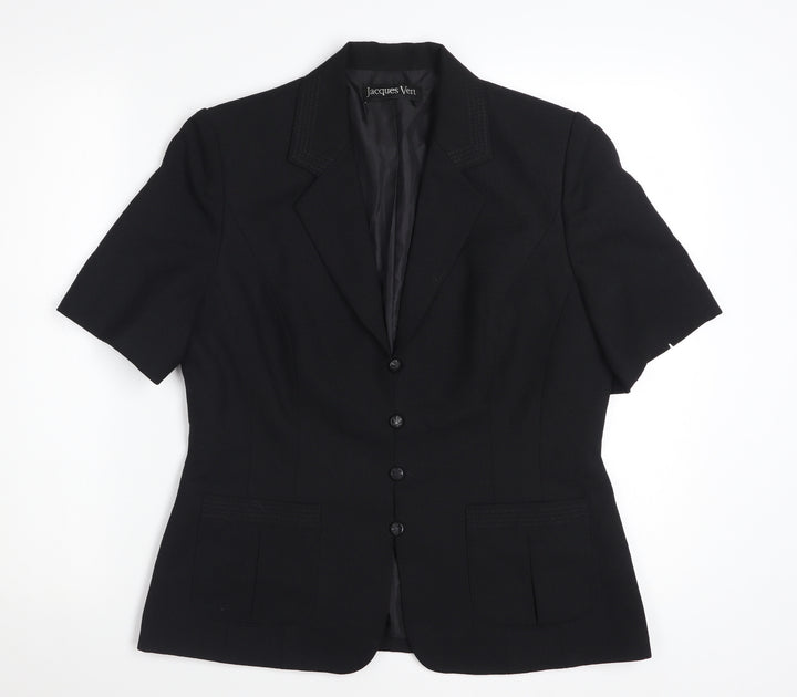 Jacques Vert Women's Black Short Sleeve Suit Jacket Size 12