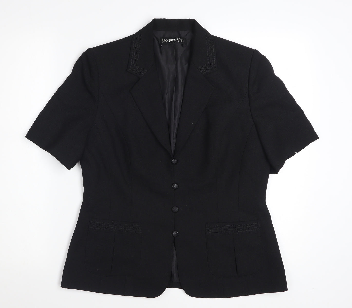 Jacques Vert Women's Black Short Sleeve Suit Jacket Size 12