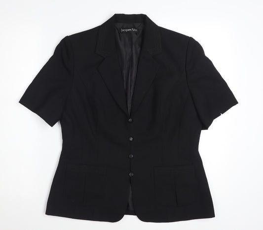 Jacques Vert Women's Black Short Sleeve Suit Jacket Size 12