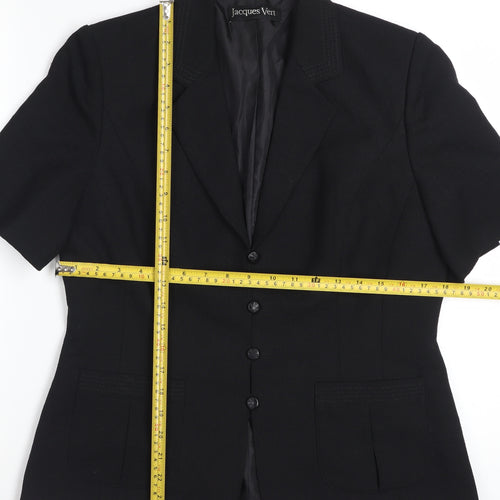 Jacques Vert Women's Black Short Sleeve Suit Jacket Size 12