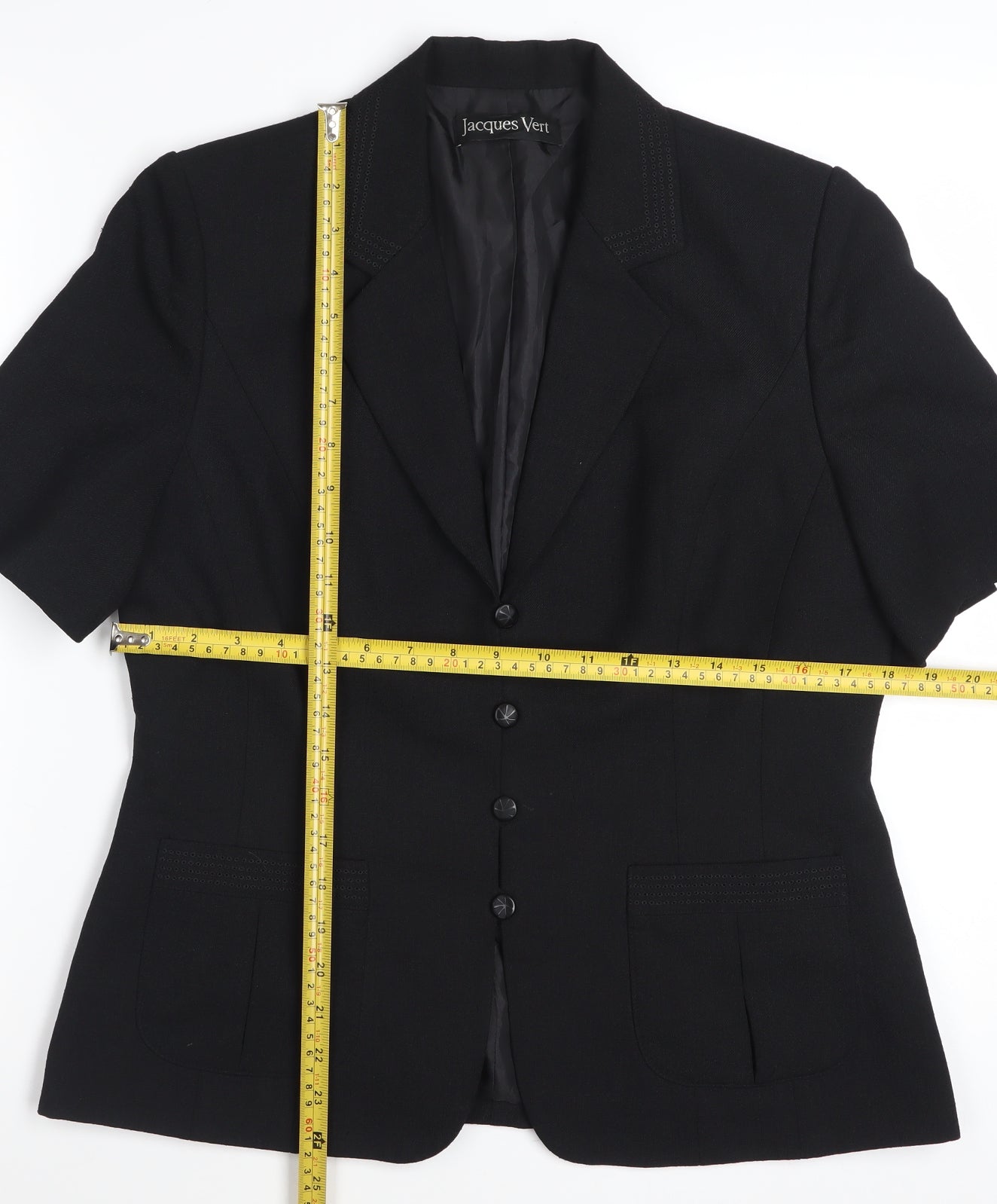 Jacques Vert Women's Black Short Sleeve Suit Jacket Size 12