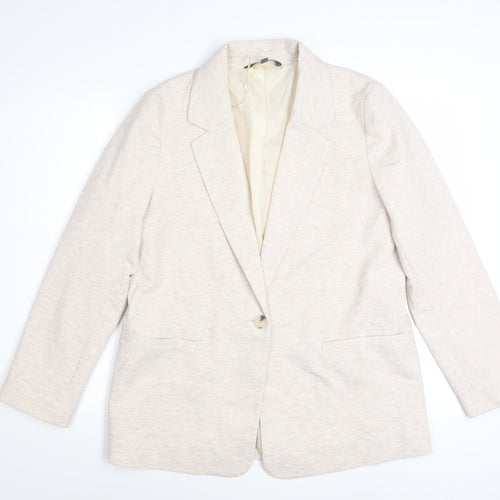 Bonmarché Women's Beige Size 14 Classic Single-Breasted Blazer