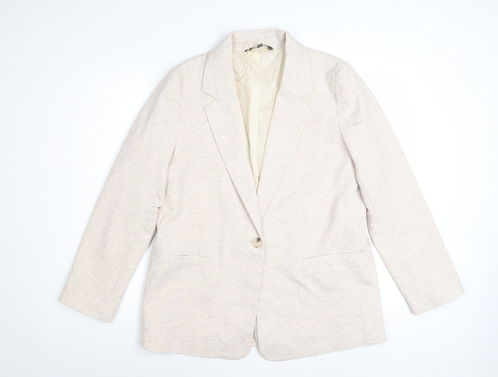 Bonmarché Women's Beige Size 14 Classic Single-Breasted Blazer