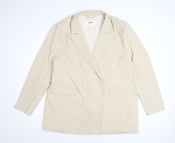 4th + Reckless Beige Double Breasted Women's Blazer UK 16