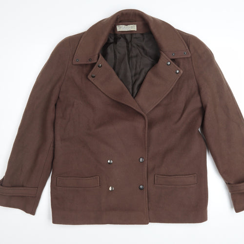 Planet Women’s Brown Wool Pea Coat Size 12 Classic Short Jacket