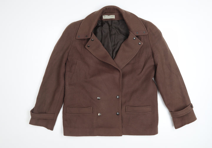Planet Women’s Brown Wool Pea Coat Size 12 Classic Short Jacket
