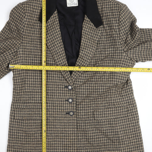 Viyella Womens Brown Check Wool Blazer Jacket UK 18 Classic Tweed