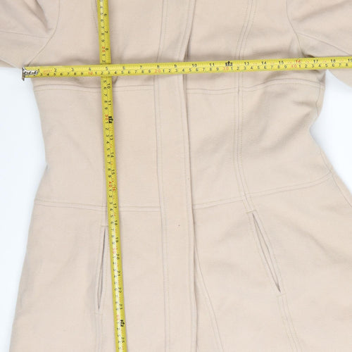 Next Womens Beige Wool Blend Long Overcoat Size 14 Classic