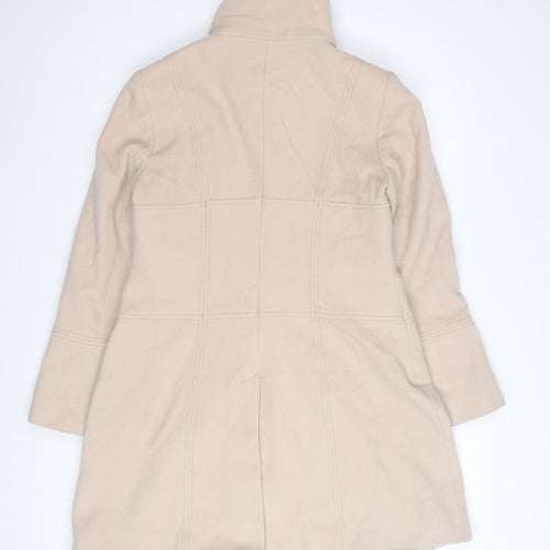 Next Womens Beige Wool Blend Long Overcoat Size 14 Classic