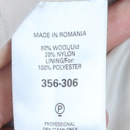 Next Womens Beige Wool Blend Long Overcoat Size 14 Classic