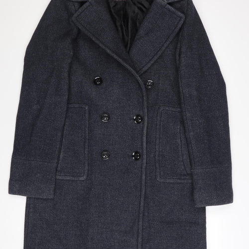 Trench & Coat Women's Grey Wool Pea Coat Size 10 Mid-Length