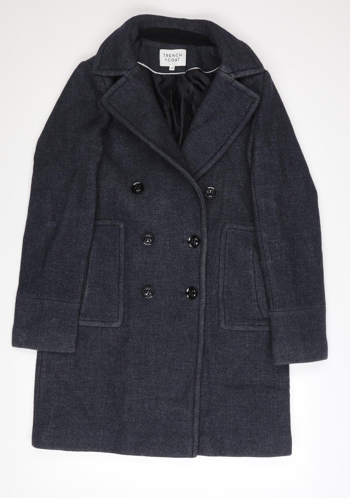 Trench & Coat Women's Grey Wool Pea Coat Size 10 Mid-Length