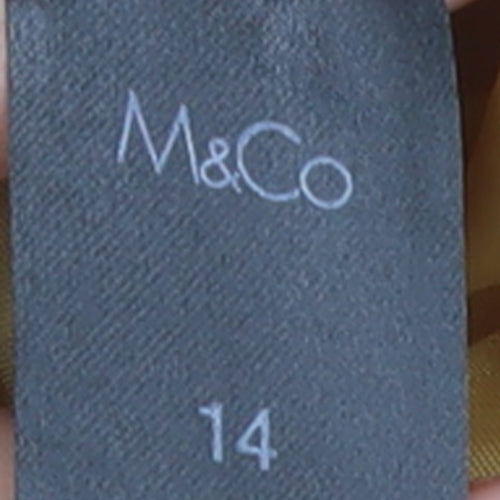 M&Co Women Yellow Wool Blend Pea Coat Size 14 Button Mid-Length