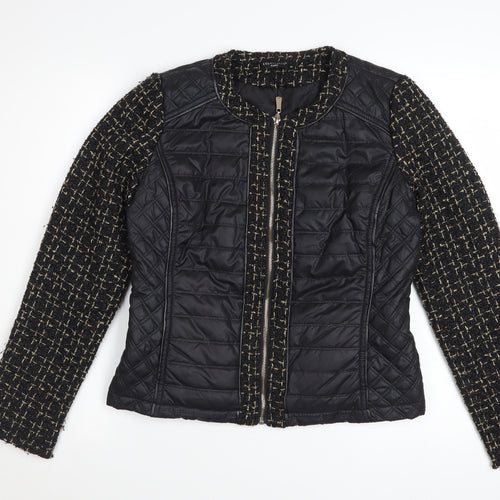 Escardelle Women’s Black Quilted Tweed Jacket Size M