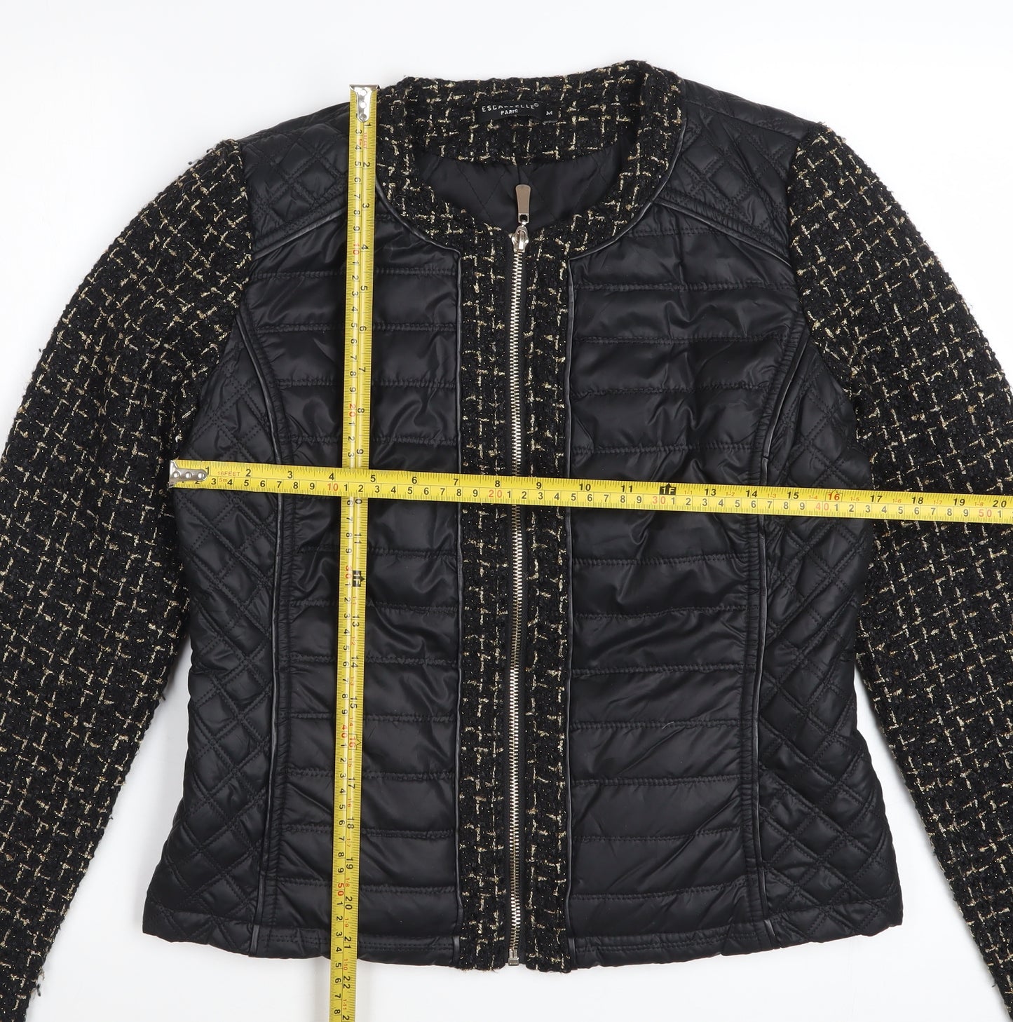 Escardelle Women’s Black Quilted Tweed Jacket Size M