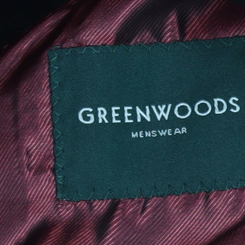 Greenwoods Mens Black Wool Cashmere Overcoat 44R Single Breasted