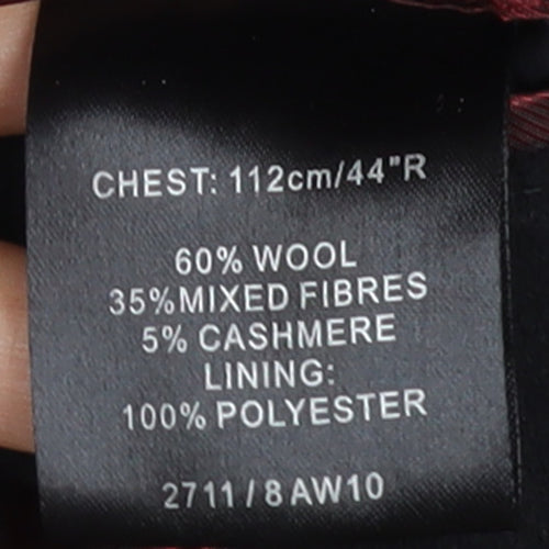 Greenwoods Mens Black Wool Cashmere Overcoat 44R Single Breasted
