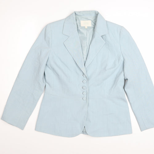 Marks and Spencer Women Blue Wool Blend Tailored Blazer Size 12