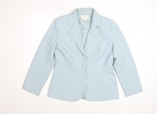 Marks and Spencer Women Blue Wool Blend Tailored Blazer Size 12