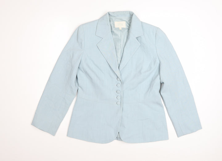 Marks and Spencer Women Blue Wool Blend Tailored Blazer Size 12