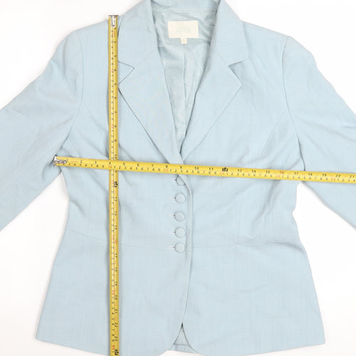Marks and Spencer Women Blue Wool Blend Tailored Blazer Size 12