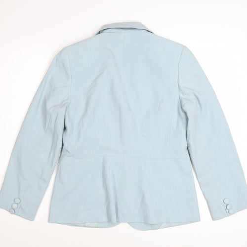 Marks and Spencer Women Blue Wool Blend Tailored Blazer Size 12