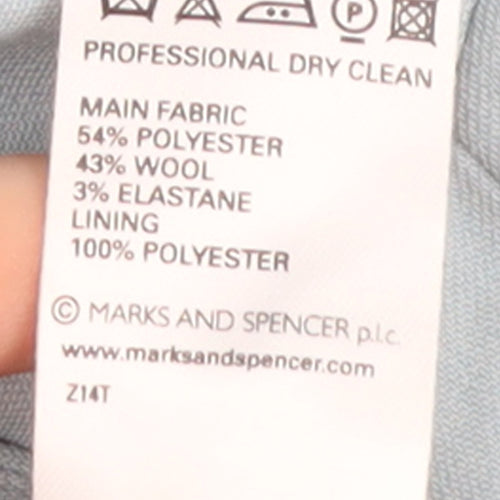 Marks and Spencer Women Blue Wool Blend Tailored Blazer Size 12