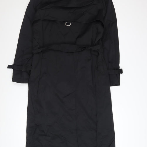 Four Seasons Women's Black Belted Trench Coat Size M Long Classic Style