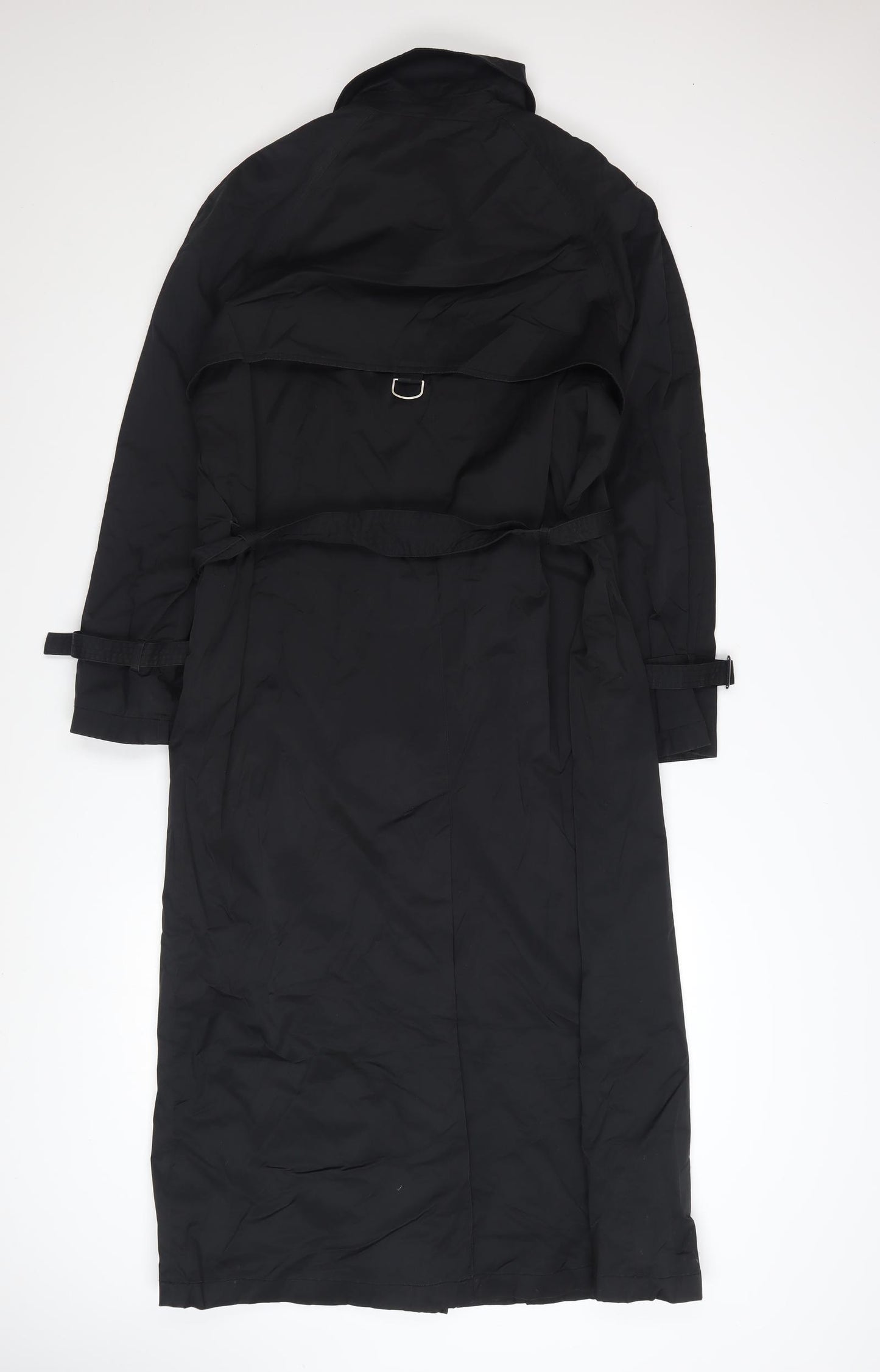 Four Seasons Women's Black Belted Trench Coat Size M Long Classic Style
