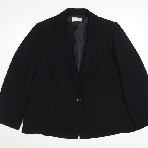 Planet Womens Black Polyester Lined Single-Breasted Blazer UK 18
