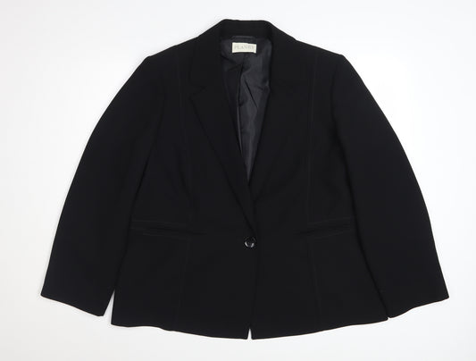 Planet Womens Black Polyester Lined Single-Breasted Blazer UK 18