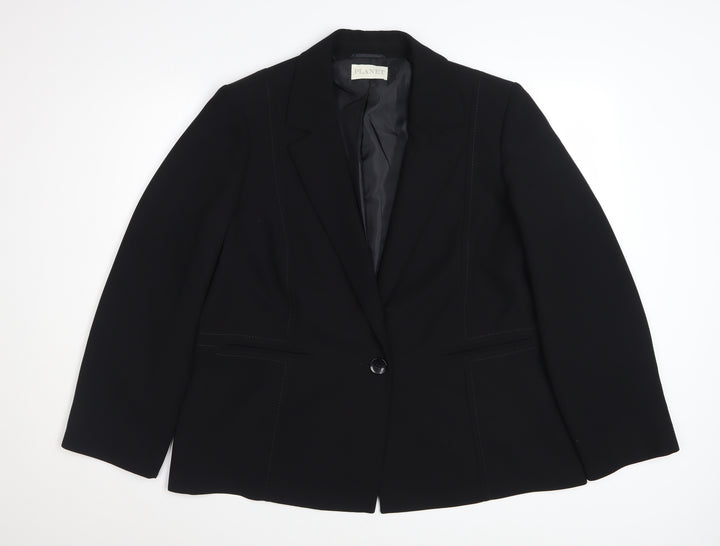 Planet Womens Black Polyester Lined Single-Breasted Blazer UK 18