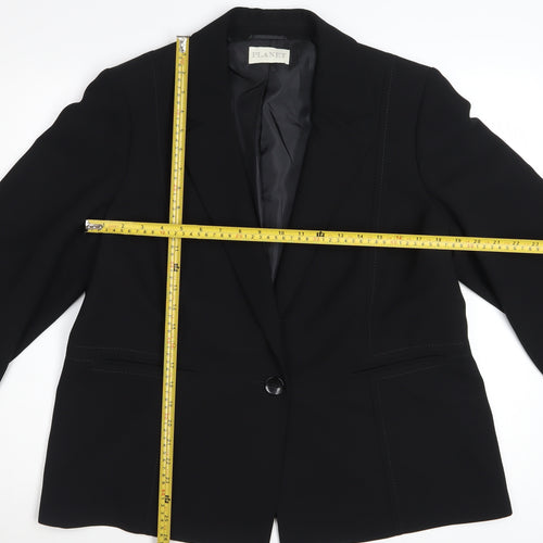 Planet Womens Black Polyester Lined Single-Breasted Blazer UK 18