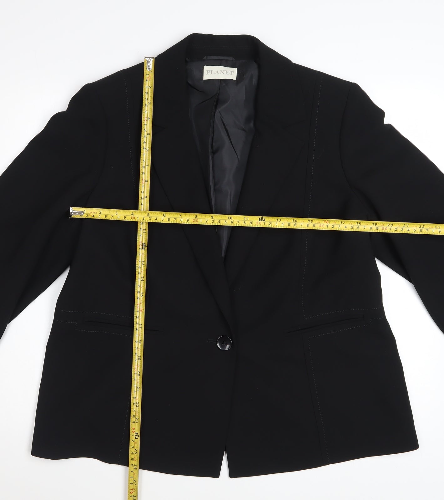 Planet Womens Black Polyester Lined Single-Breasted Blazer UK 18