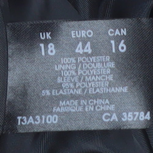 Planet Womens Black Polyester Lined Single-Breasted Blazer UK 18