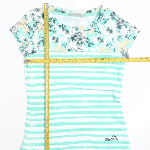 Peter Storm Womens Green Striped Cotton T-Shirt Size 8