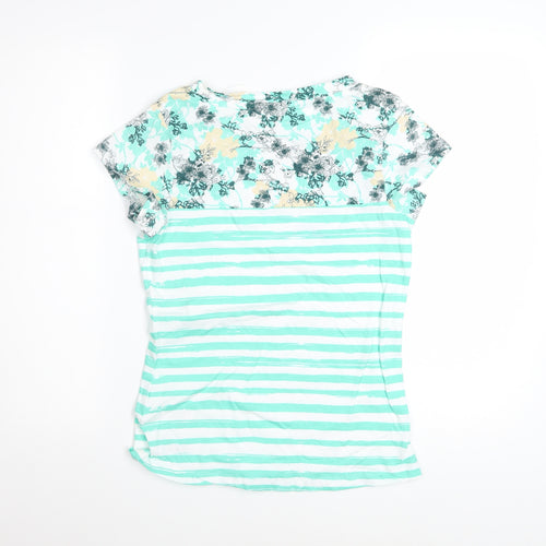 Peter Storm Womens Green Striped Cotton T-Shirt Size 8