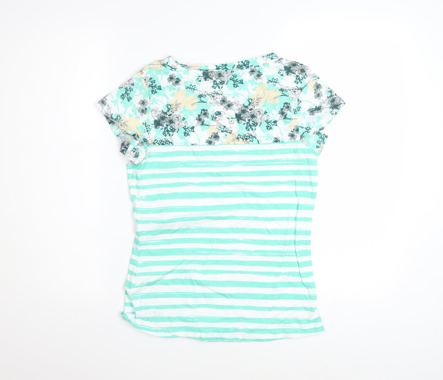 Peter Storm Womens Green Striped Cotton T-Shirt Size 8