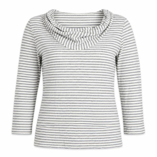 Phase Eight Women’s Grey Striped Cowl Neck 3/4 Sleeve Top Size 10